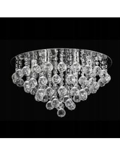 Elegancka okrągła lampa sufitowa Venti P-E 1437/6-50 z kryształowym wykończeniem, 6 punktów świetlnych, srebrna.