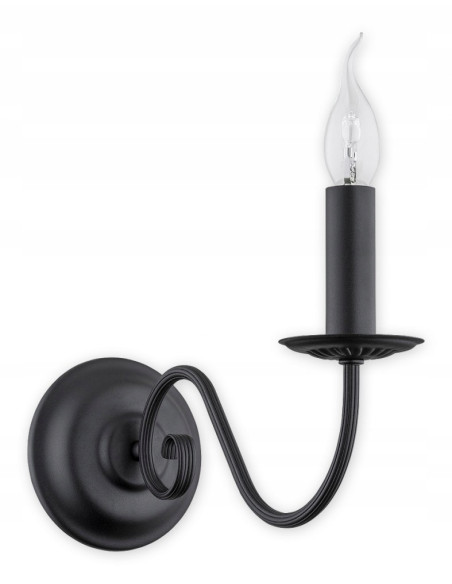 Elegancki kinkiet świeczka ASTI w czerni – nowoczesna lampka do czytania i dekoracji wnętrz, stylowa i funkcjonalna.