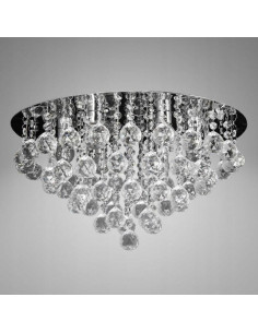 Elegancka okrągła lampa sufitowa Venti P-E 1437/6-50 z kryształowym wykończeniem, 6 punktów świetlnych, srebrna. 2