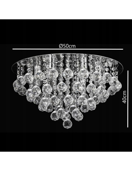 Elegancka okrągła lampa sufitowa Venti P-E 1437/6-50 z kryształowym wykończeniem, 6 punktów świetlnych, srebrna.