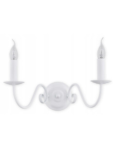 Kinkiet ASTI LEMIR, elegancka lampa glamour, dwu płomienna, biały metal i szkło do salonu, lampa ścienna.