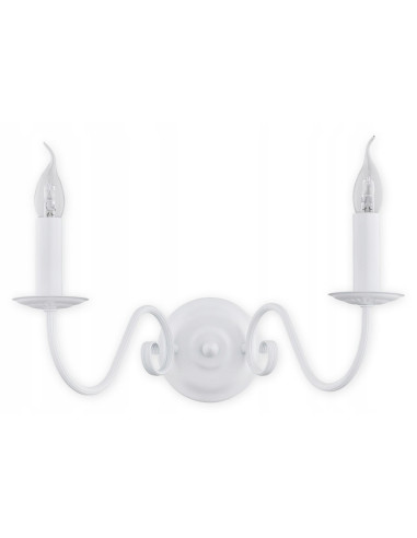 Kinkiet ASTI LEMIR, elegancka lampa glamour, dwu płomienna, biały metal i szkło do salonu, lampa ścienna.