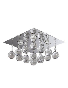 Plafoniera Geometryczna Venti P-E 1438/4 z Kulami, 4x E14, Srebrna, Kwadratowa 25x25 cm, Nowoczesny Design