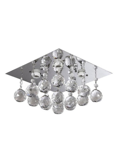 Plafoniera Geometryczna Venti P-E 1438/4 z Kulami, 4x E14, Srebrna, Kwadratowa 25x25 cm, Nowoczesny Design