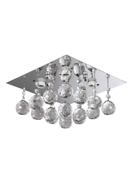 Plafoniera Geometryczna Venti P-E 1438/4 z Kulami, 4x E14, Srebrna, Kwadratowa 25x25 cm, Nowoczesny Design