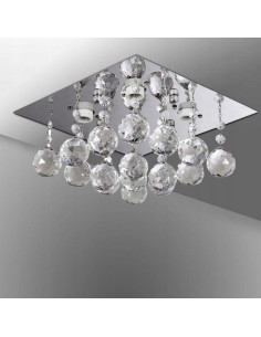 Plafoniera Geometryczna Venti P-E 1438/4 z Kulami, 4x E14, Srebrna, Kwadratowa 25x25 cm, Nowoczesny Design 2