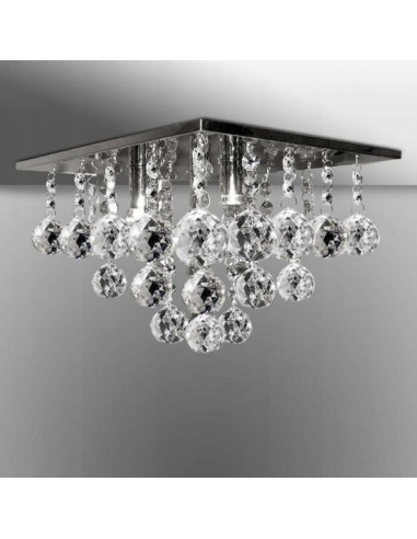 Elegancki plafon Venti P-E 1438/4-30X30 z kryształami, nowoczesne oświetlenie do salonu i sypialni.