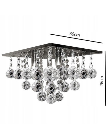 Elegancki plafon Venti P-E 1438/4-30X30 z kryształami, nowoczesne oświetlenie do salonu i sypialni.