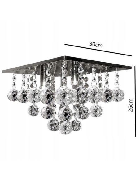 Elegancki plafon Venti P-E 1438/4-30X30 z kryształami, nowoczesne oświetlenie do salonu i sypialni.