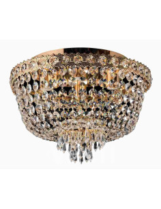 Elegancki plafon kryształowy Venti P-E 1498/4 w kolorze szampańskim, lampa sufitowa do biura i sypialni