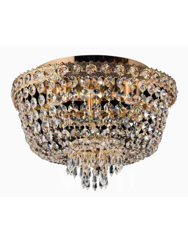 Elegancki plafon kryształowy Venti P-E 1498/4 w kolorze szampańskim, lampa sufitowa do biura i sypialni