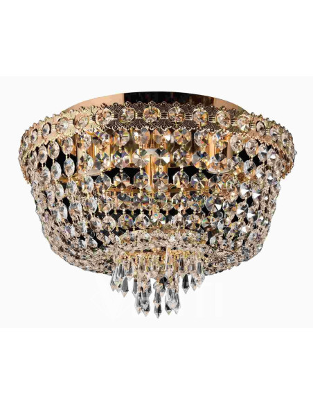 Elegancki plafon kryształowy Venti P-E 1498/4 w kolorze szampańskim, lampa sufitowa do biura i sypialni