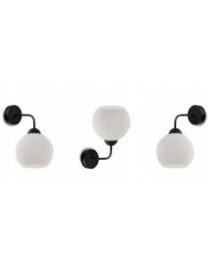 Kinkiet minimalistyczny RIFFLE z szklaną kulą, biało-czarny - eleganckie oświetlenie do nowoczesnych wnętrz 2