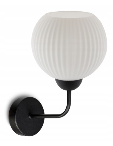 Kinkiet minimalistyczny RIFFLE z szklaną kulą, biało-czarny - eleganckie oświetlenie do nowoczesnych wnętrz