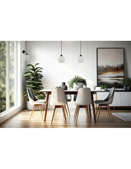 Kinkiet minimalistyczny RIFFLE z szklaną kulą, biało-czarny - eleganckie oświetlenie do nowoczesnych wnętrz