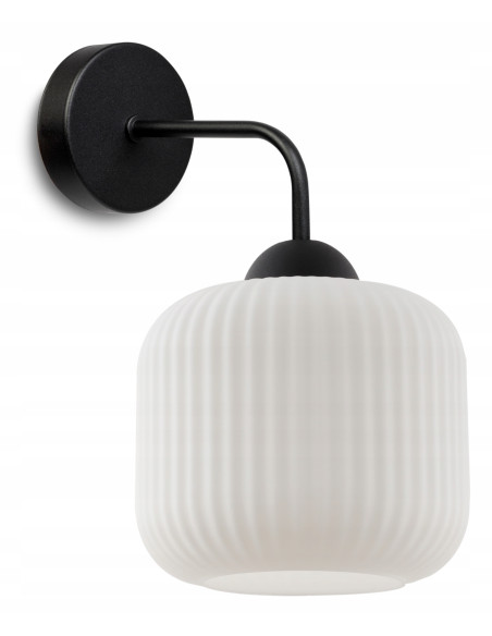 Kinkiet minimalistyczny RIFFLE z szklaną kulą, biało-czarny - eleganckie oświetlenie do nowoczesnych wnętrz