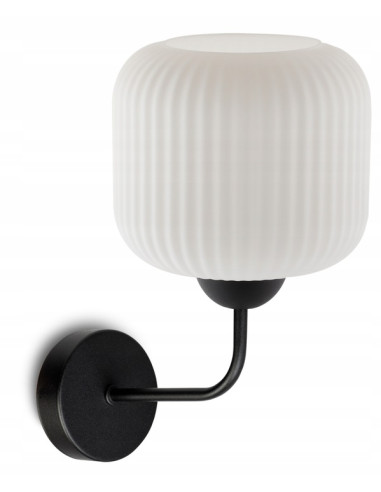 Kinkiet minimalistyczny RIFFLE z szklaną kulą, biało-czarny - eleganckie oświetlenie do nowoczesnych wnętrz