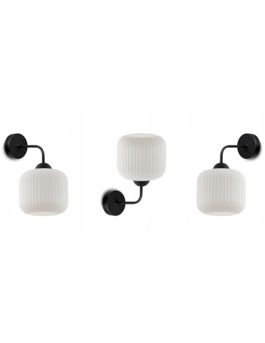 Kinkiet minimalistyczny RIFFLE z szklaną kulą, biało-czarny - eleganckie oświetlenie do nowoczesnych wnętrz