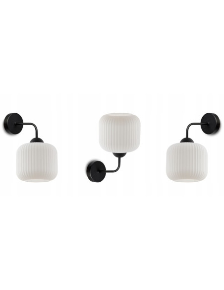 Kinkiet minimalistyczny RIFFLE z szklaną kulą, biało-czarny - eleganckie oświetlenie do nowoczesnych wnętrz