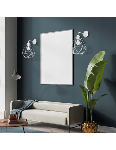 Kinkiet BASKET MiLAGRO w białym z drucianym kloszem – nowoczesne oświetlenie do sypialni i salonu