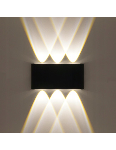 Nowoczesny kinkiet LED IP54, czarny, 6W, 4000K - eleganckie oświetlenie ogrodowe z efektem górnego i dolnego światła