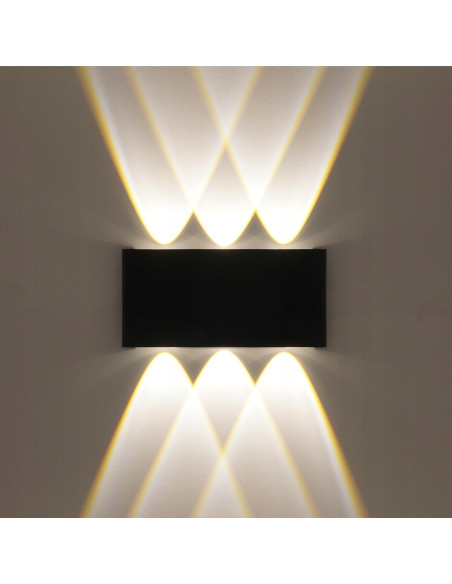 Nowoczesny kinkiet LED IP54, czarny, 6W, 4000K - eleganckie oświetlenie ogrodowe z efektem górnego i dolnego światła