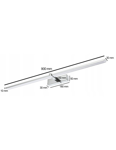 Nowoczesny kinkiet łazienkowy VENUS 90 cm, chromowy, LED 18W, idealne oświetlenie nad lustro, ProVero