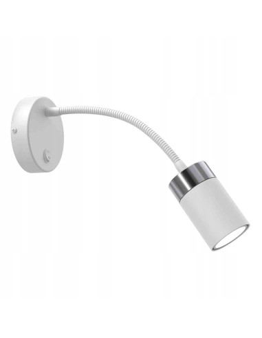 Lampa ścienna JOKER z regulowanym ramieniem - elegancka biała lampa skandynawska do czytania