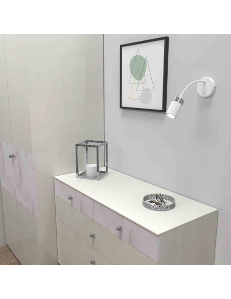 Lampa ścienna JOKER z regulowanym ramieniem - elegancka biała lampa skandynawska do czytania