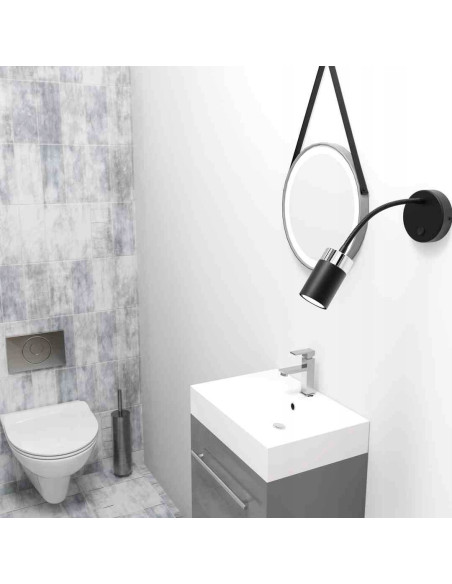 Lampa nocna Eko-Light JOKER BLACK z regulowanym ramieniem i ciepłym światłem dla nowoczesnych wnętrz.