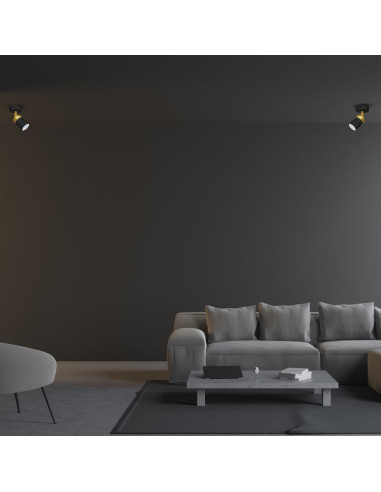 Kinkiet JOKER w czerni z złotymi detalami – stylowe oświetlenie do sypialni i salonu od MiLAGRO.