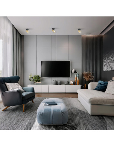 Plafon reflektor Hero Spot złoty z regulacją - nowoczesny design do sypialni i salonu, metalowa konstrukcja.