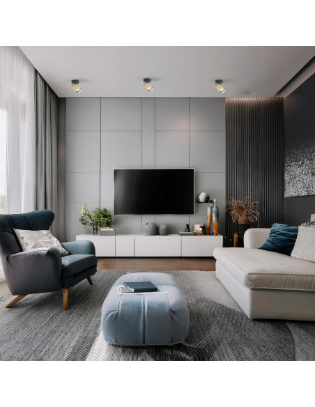 Plafon reflektor Hero Spot złoty z regulacją - nowoczesny design do sypialni i salonu, metalowa konstrukcja.