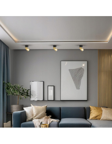 Plafon reflektor Hero Spot złoty z regulacją - nowoczesny design do sypialni i salonu, metalowa konstrukcja.