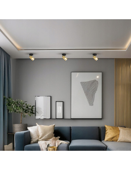 Plafon reflektor Hero Spot złoty z regulacją - nowoczesny design do sypialni i salonu, metalowa konstrukcja.