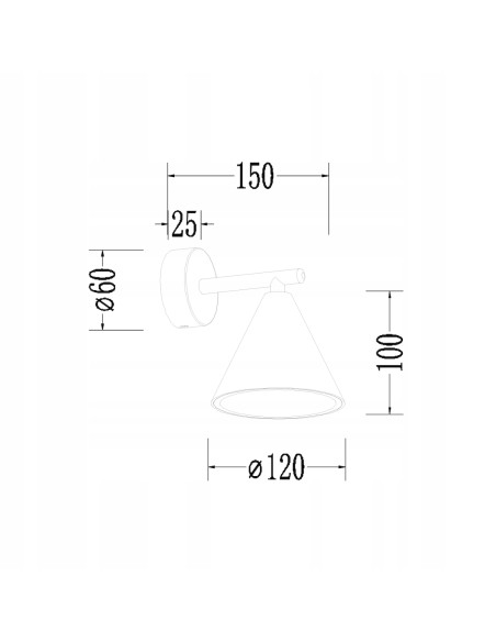 Kinkiet ścienny Cone w złocie z wysięgnikiem, metalowa lampa do sypialni z włącznikiem, elegancki design.