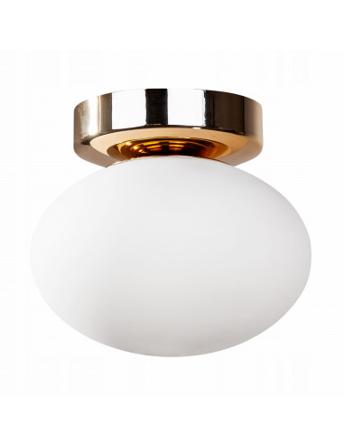 Plafon OMI w stylu minimalistycznym z białym kloszem i złotą podsufitką - nowoczesne oświetlenie do wnętrz