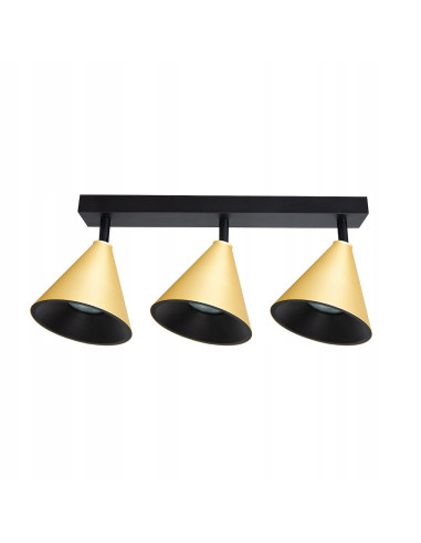 Listwa sufitowa z reflektorami Cone w złotym metalicznym - eleganckie oświetlenie do nowoczesnych wnętrz