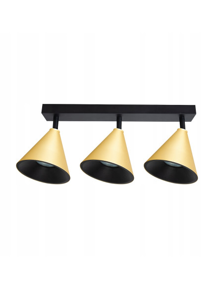 Listwa sufitowa z reflektorami Cone w złotym metalicznym - eleganckie oświetlenie do nowoczesnych wnętrz