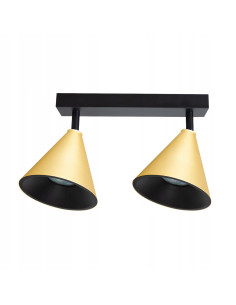 Podwójna lampa sufitowa Cone z regulowanymi reflektorami w złotym wykończeniu - elegancja do korytarza i salonu 2