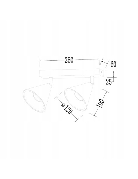 Podwójna lampa sufitowa Cone z regulowanymi reflektorami w złotym wykończeniu - elegancja do korytarza i salonu