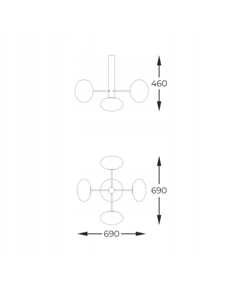 Lampa sufitowa OMI z pięcioma kloszami w kolorach czarnym i białym, nowoczesny design do każdego wnętrza