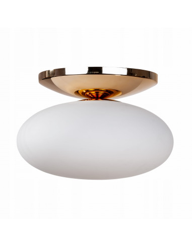 Plafon sufitowy OMI w kształcie owalu, mosiężny, E27 – elegancka lampa do przedpokoju i garderoby