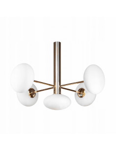 Lampa sufitowa OMI - elegancka z pięcioma kloszami, złotym trzonkiem i nowoczesnym designem do biura i salonu