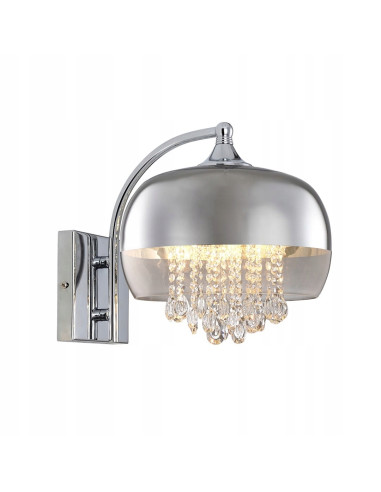 Kinkiet LUNA Chromowany z Kryształami - Nowoczesna Lampa Ścienna do Sypialni i Salonów, Styl Glamour