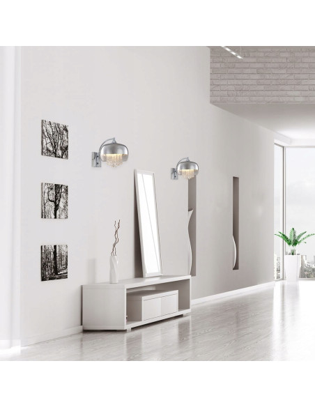 Kinkiet LUNA Chromowany z Kryształami - Nowoczesna Lampa Ścienna do Sypialni i Salonów, Styl Glamour