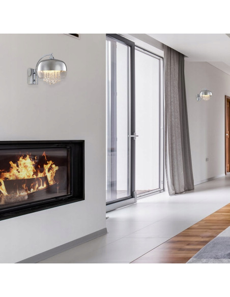 Kinkiet LUNA Chromowany z Kryształami - Nowoczesna Lampa Ścienna do Sypialni i Salonów, Styl Glamour