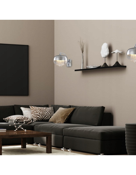 Kinkiet LUNA Chromowany z Kryształami - Nowoczesna Lampa Ścienna do Sypialni i Salonów, Styl Glamour