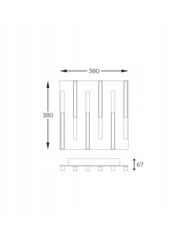 Lampa sufitowa ELIOT Zuma Line z LED 6-punktowa, brązowo-czarna, nowoczesny kwadratowy plafon 38W, ciepłe światło