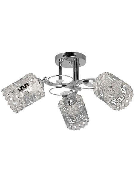 Lampa ścienna Venti K-N 1916/3 CR kryształowa, klasyczna z 3 punktami świetlnymi, chromowana do eleganckich wnętrz